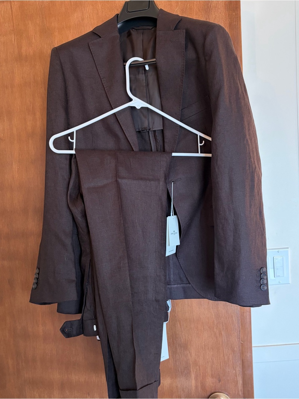 Men's Brown Linen Suit - Tailored Jacket & Trousers